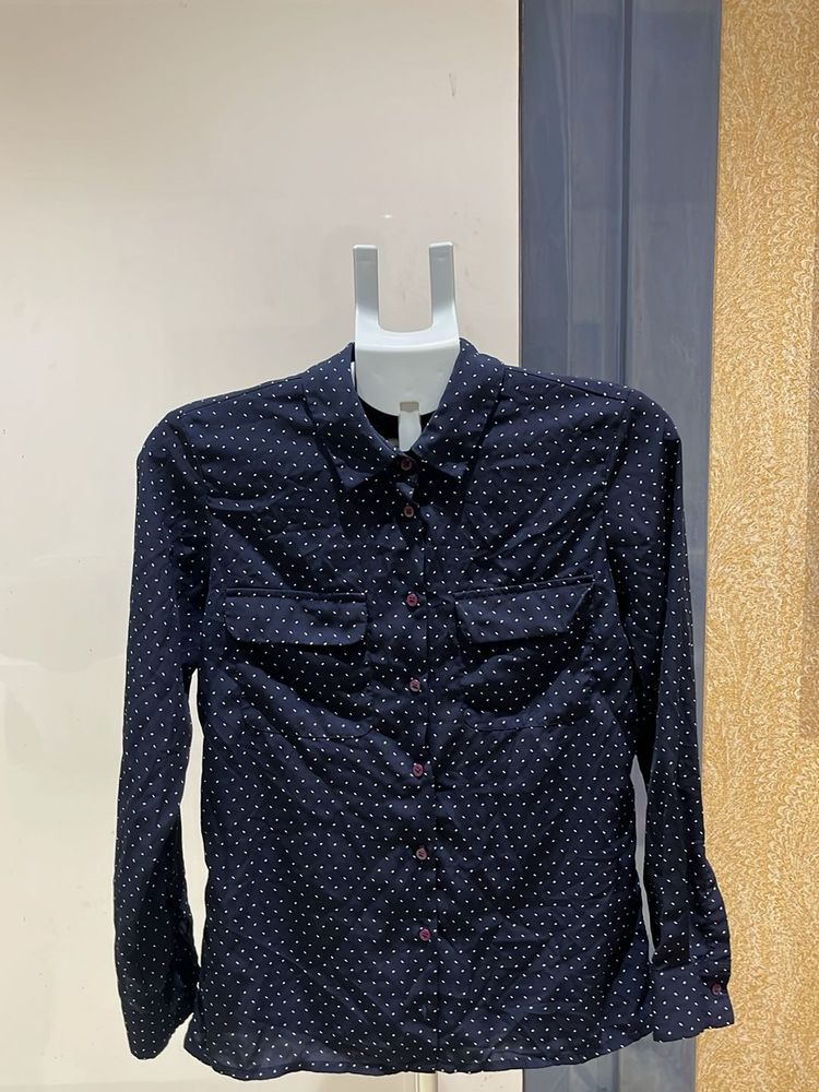 Navy Blue Polka Dot Shirt