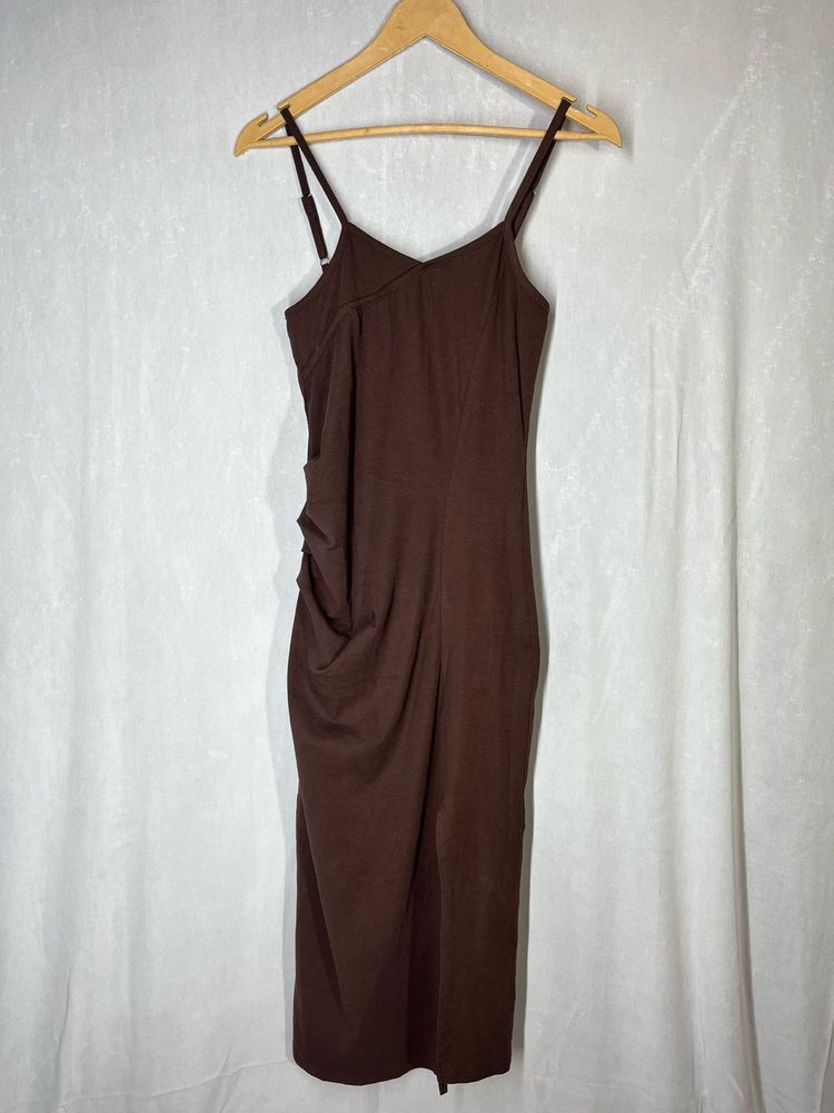 Brown Midi Slip Dress