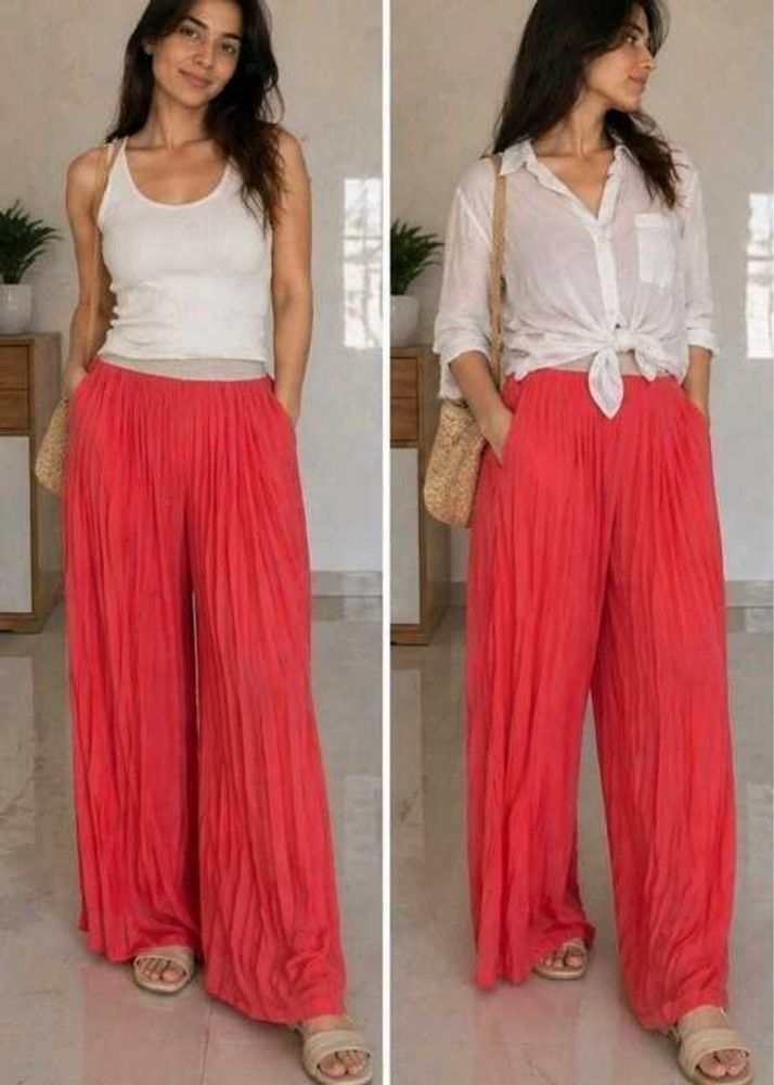 Vibrant Coral Palazzo Pants