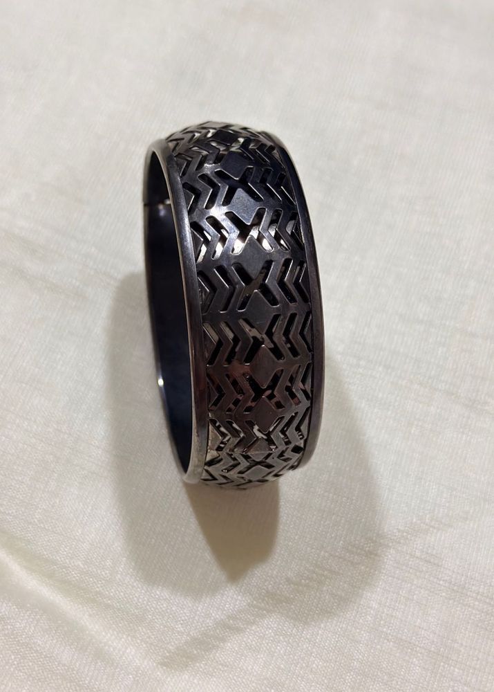Antique Oxidised Silver Broad Kada