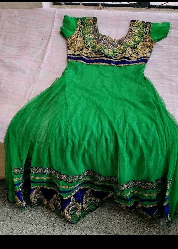 Elegant Green Embellished Anarkali Dress
