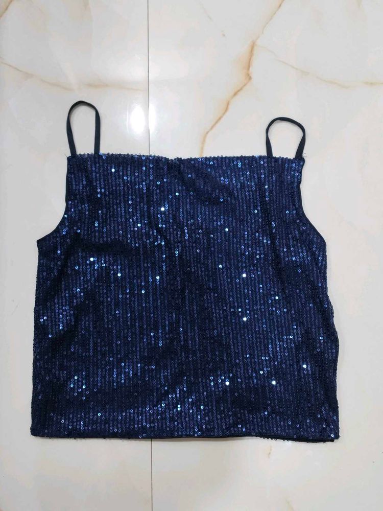 Sparkly Navy Blue Sequin Cami Top