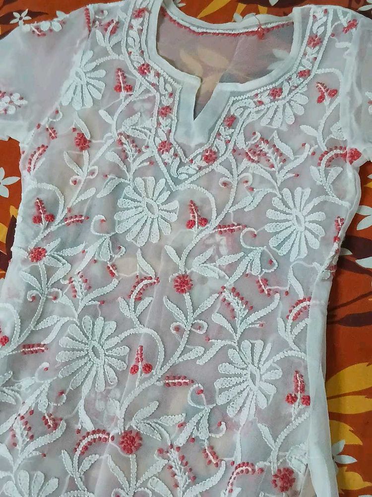 Elegant White chikankari kurti