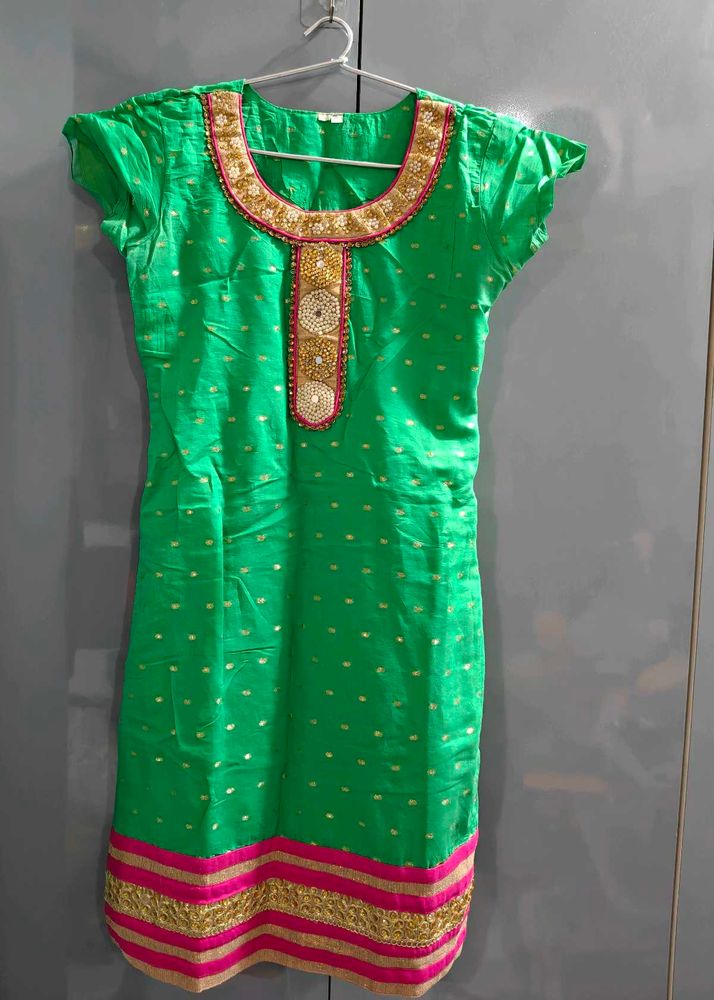 Vibrant Green Embroidered Kurta Salwar