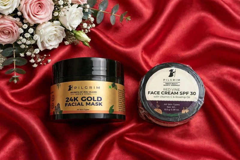 💖 Pilgrim 24K Gold Facial Mask + Red Vine Face Cr
