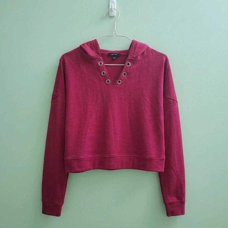 Y2K Maroon Lace-Up Hoodie