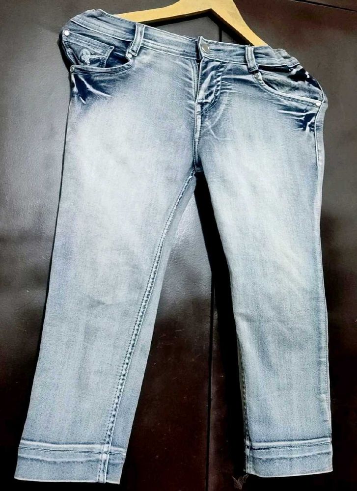 Grey Denim Jeans For 4- 5 Year Girl, Waist- 24