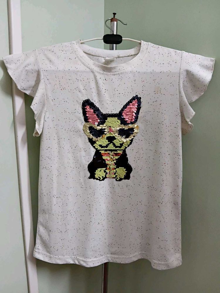 New Cute Dog Sequin T-Shirt