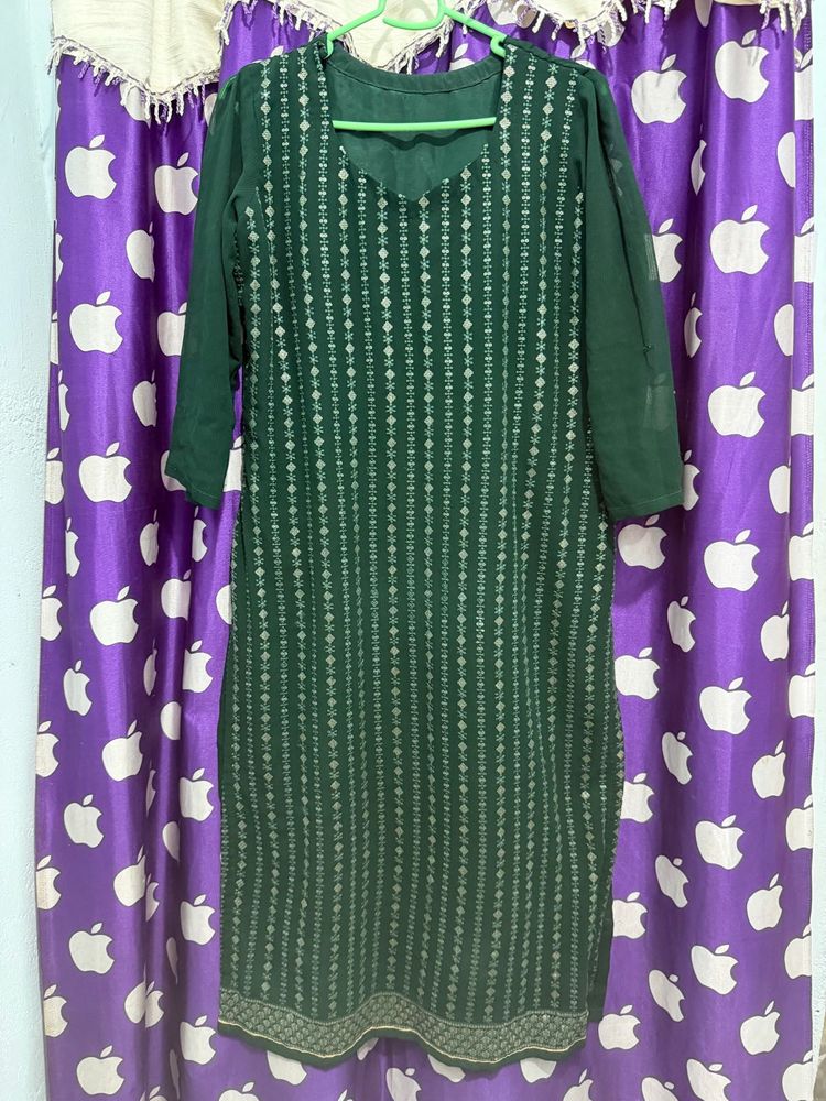 Bottle Green embroidery Kurta set