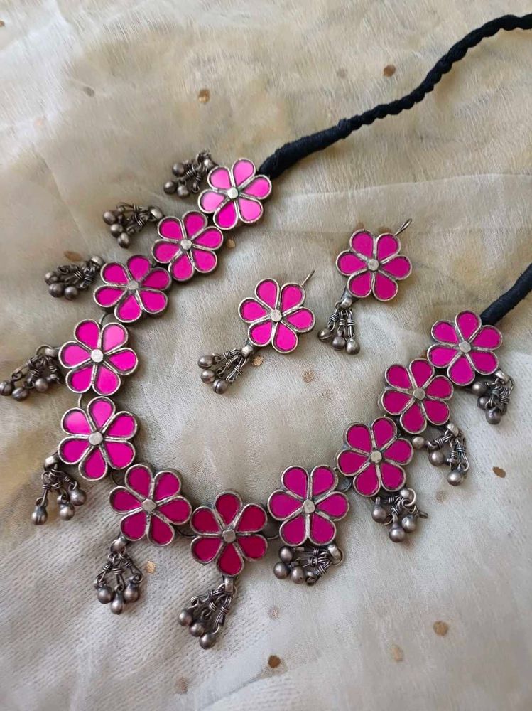 Original glass handmade Flower Necklace set