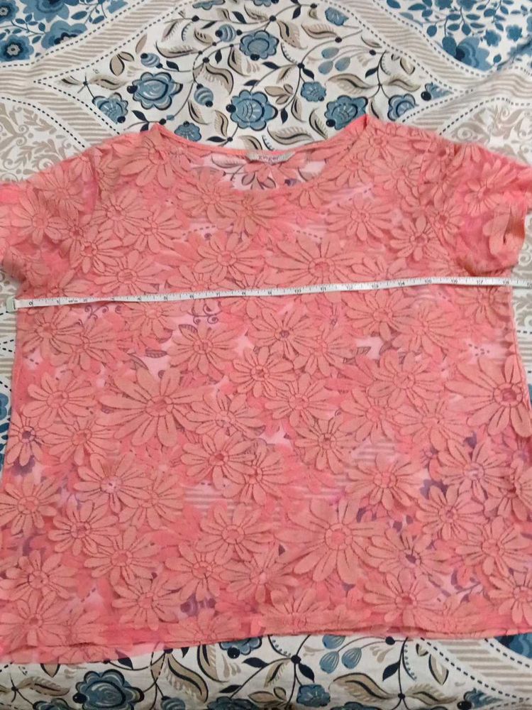 Chic Pink Floral Lace Top
