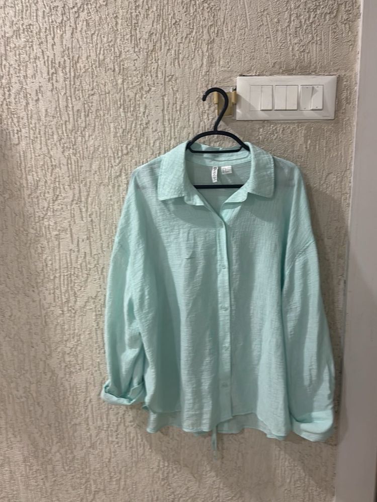 Light Blue Oversized Button-Down Shirt