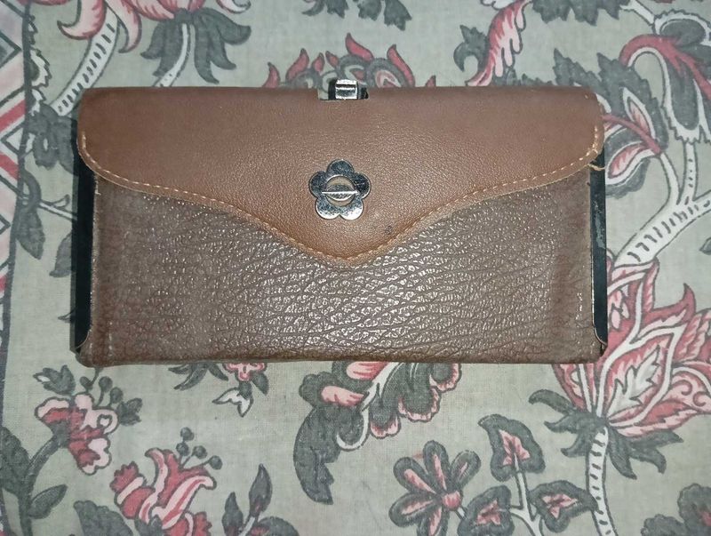 Brown Textured Clutch Bag