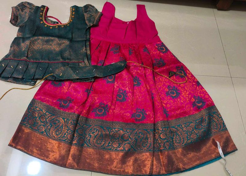 Beautiful south India long dress with jacket Set