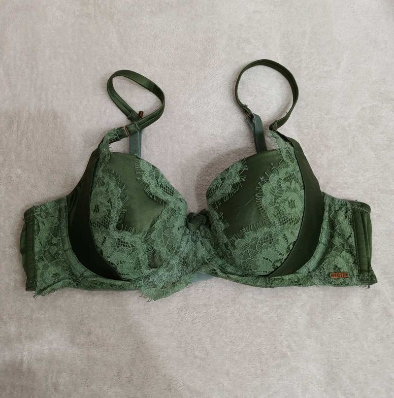 Lace Trimmed Green Bra