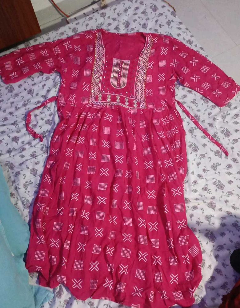 Stylish Pink Printed Kurta