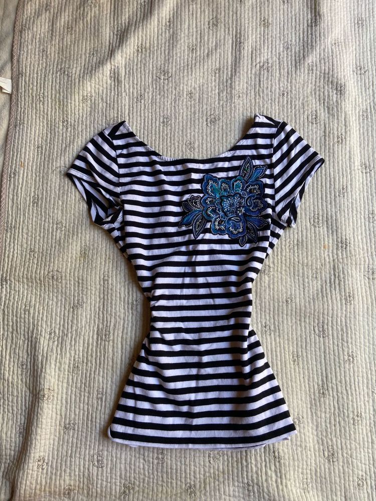 y2k stripped fitted vintage top