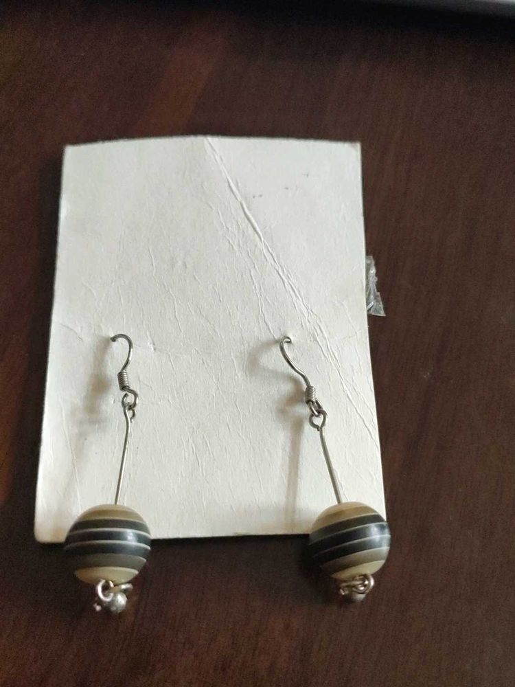 Unique Striped Ball Drop Earrings