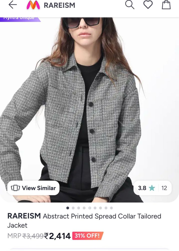 Rareism tweed jacket cum shirt