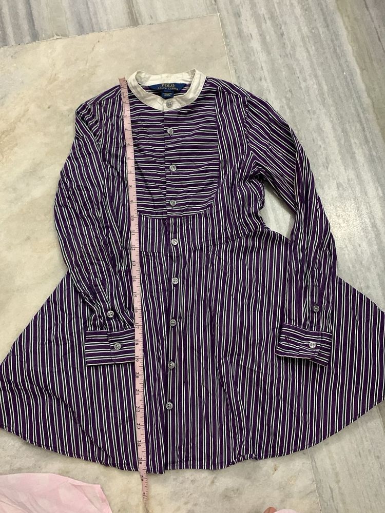Purple Striped Button-Up Kurta