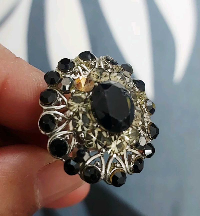 Exquisite Black Stone Embellished Brooch