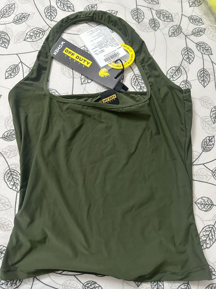 Olive Green Halter Neck Top