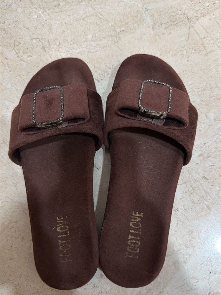 Stylish Brown Slip-On Sandals