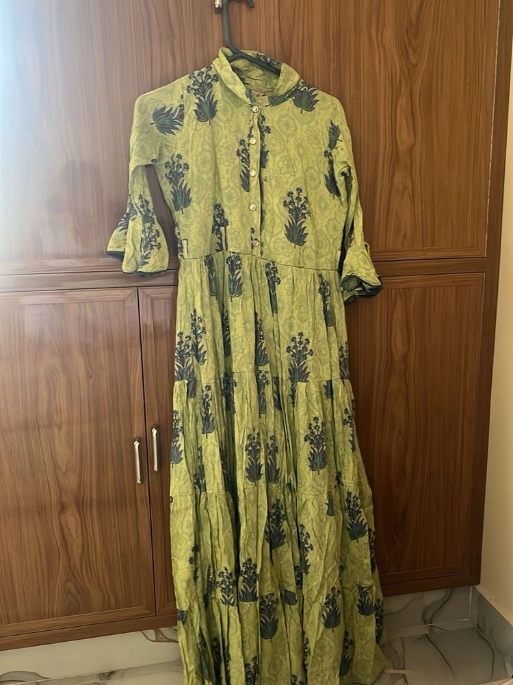 Green Printed Kurta