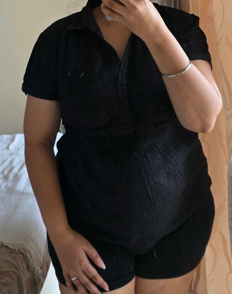 Chic Textured Dark Grey Top