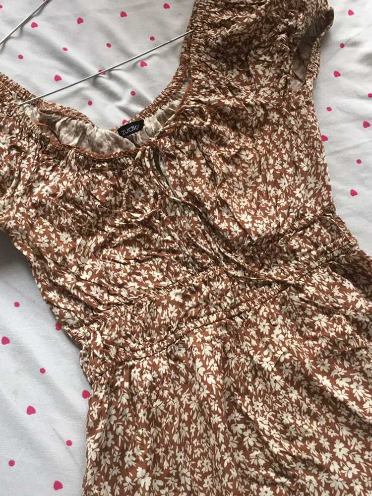 Zudio Cute Brown Floral Print Mini Dress