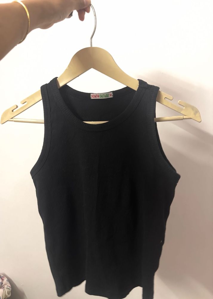Basic Black Ribbed Tank Top