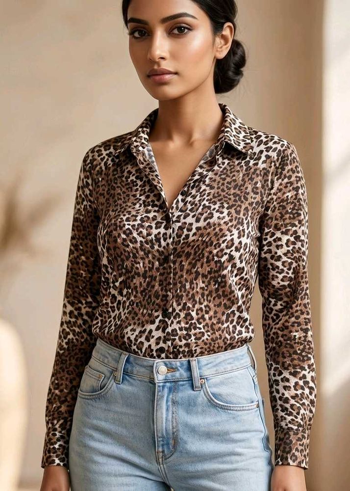 Leopard Print Button-Up Shirt