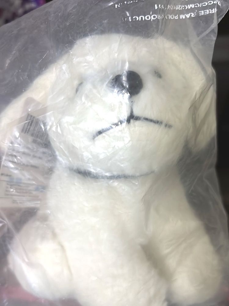 Adorable White Plush Puppy Toy