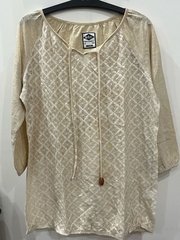 Cream Textured Boho Top