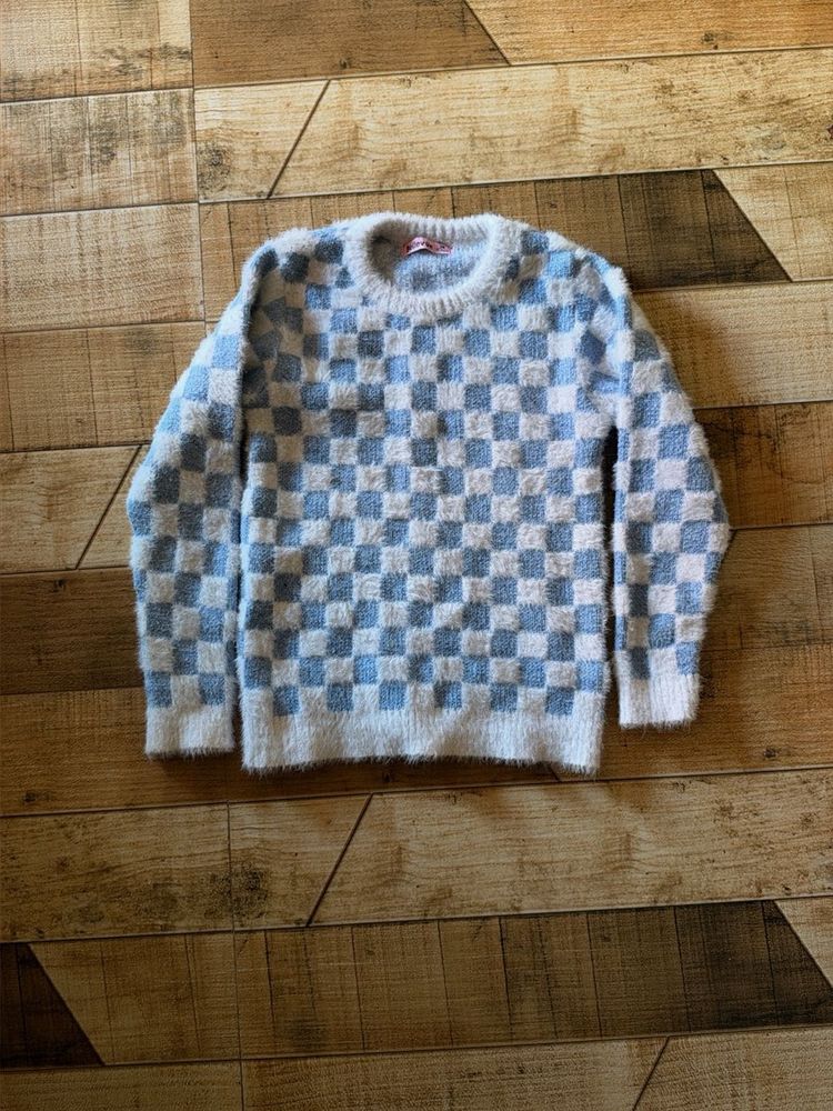 Checkered Fuzzy Sweater