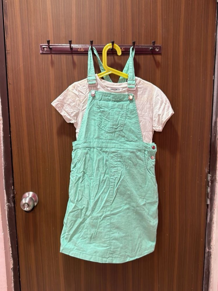 Cute Girls Overall Dress Set