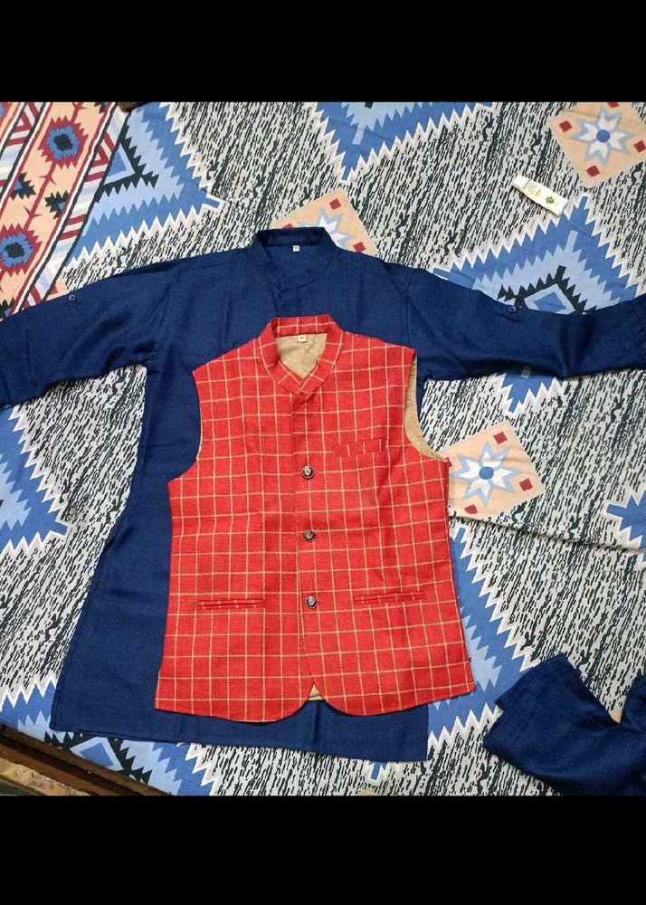 Men's Kurta Set with Waistcoat