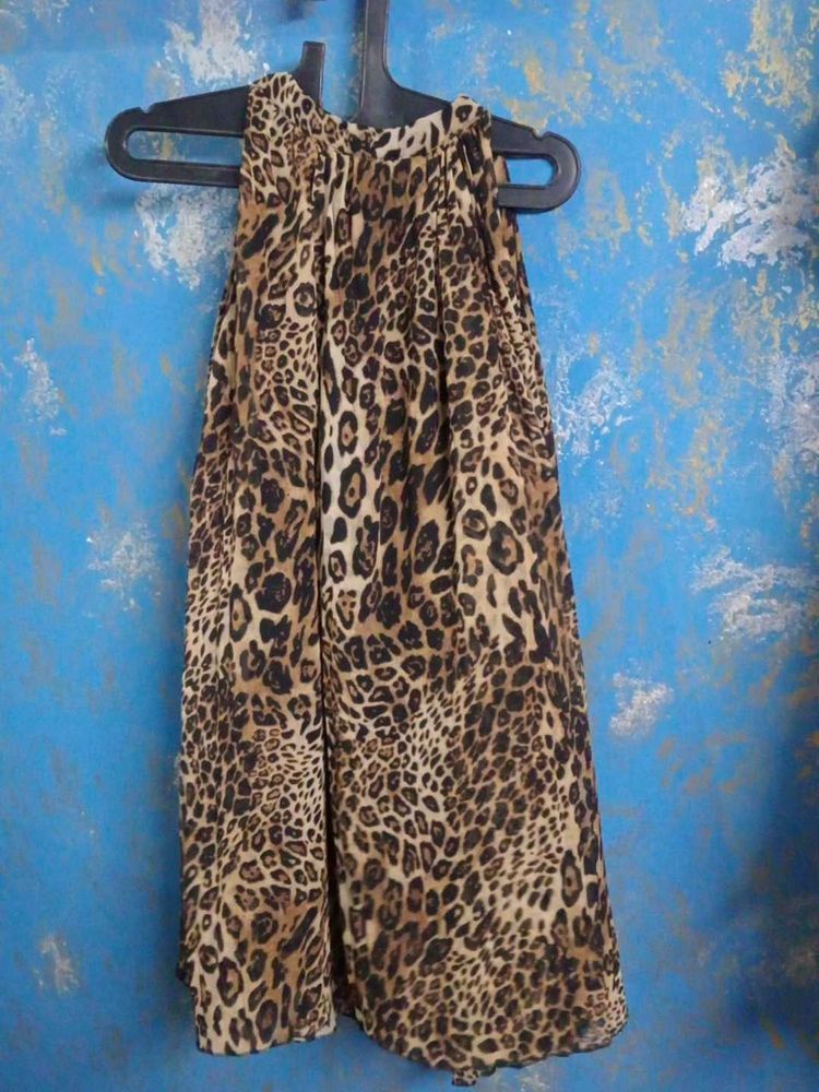 Leopard Print Flowy Halter Dress