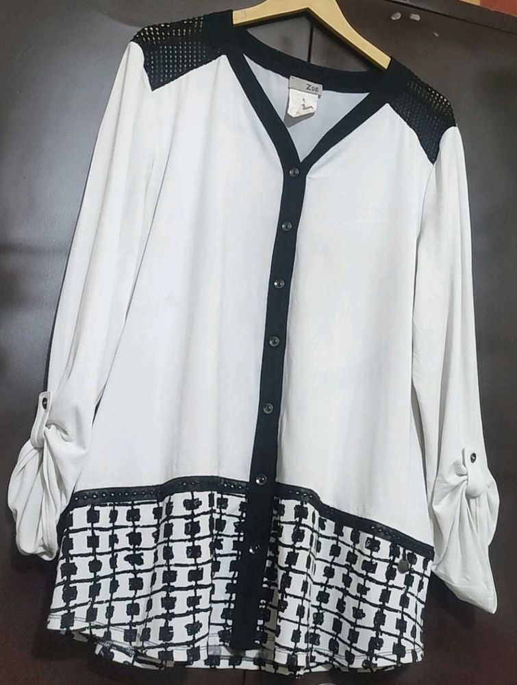 White &amp; Black Top Like Shirt For 42 Bust