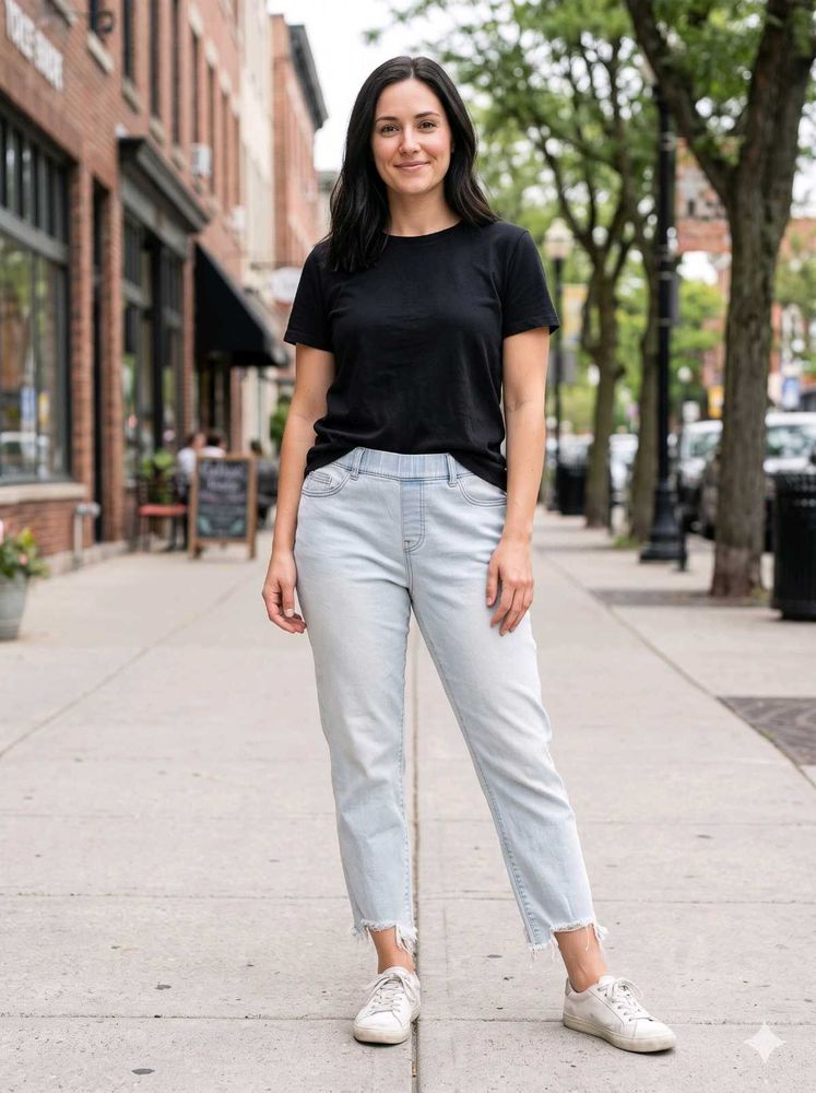 Light Wash Frayed Hem Jeggings👖