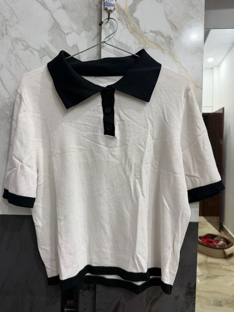 Chic Colorblock Polo T-Shirt