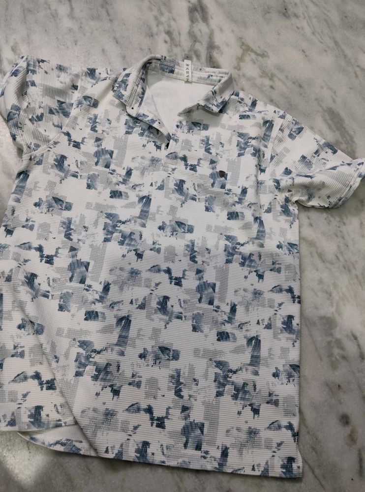 Men's Abstract Print Polo Shirt