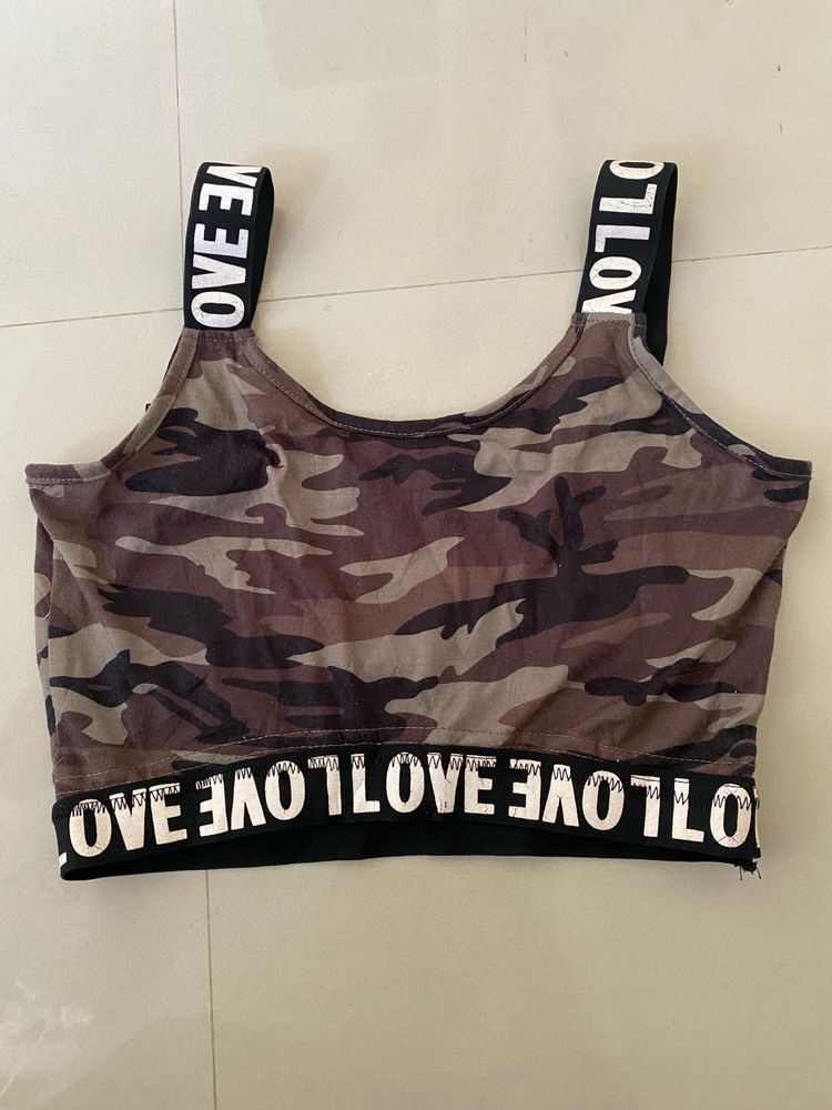 Camo Print Crop Top