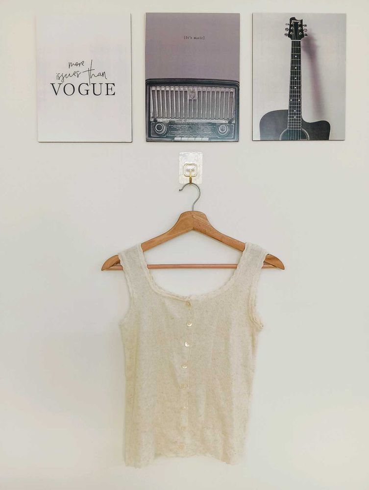 Cream Button-Up Knit Cardigan