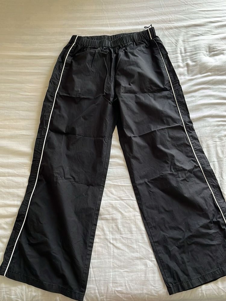 Black Wide Leg Track Pants