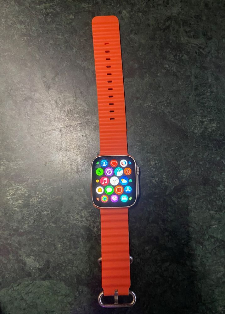 Smartwatch with Vibrant Orange Band