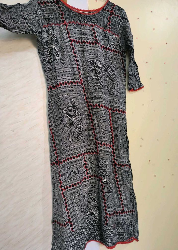 Black and White Printed Kurta ♣️