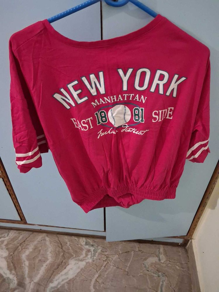 Vibrant Pink "New York" Graphic T-Shirt