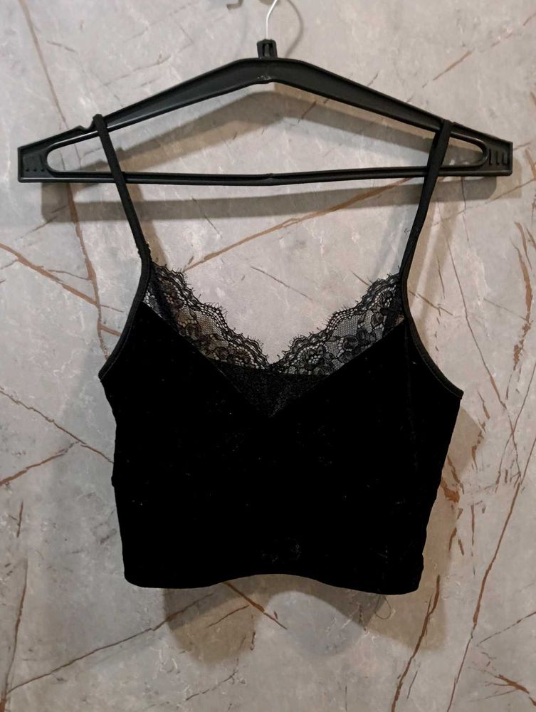 camisole crop top with lace detail