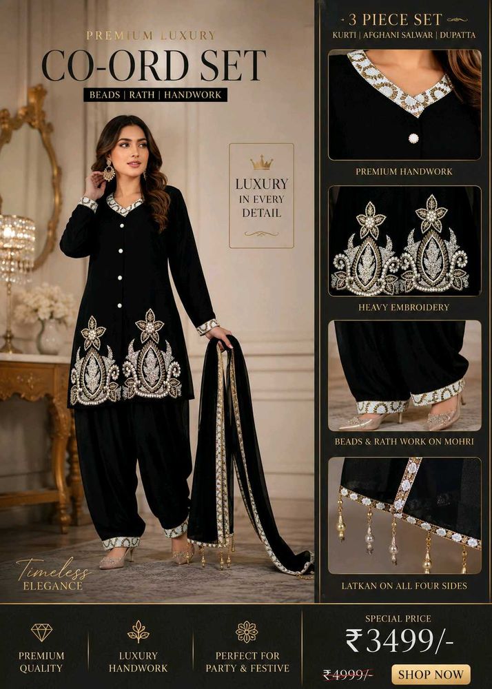 Handwork Heavy Embroidered black Co-ord Set ✨